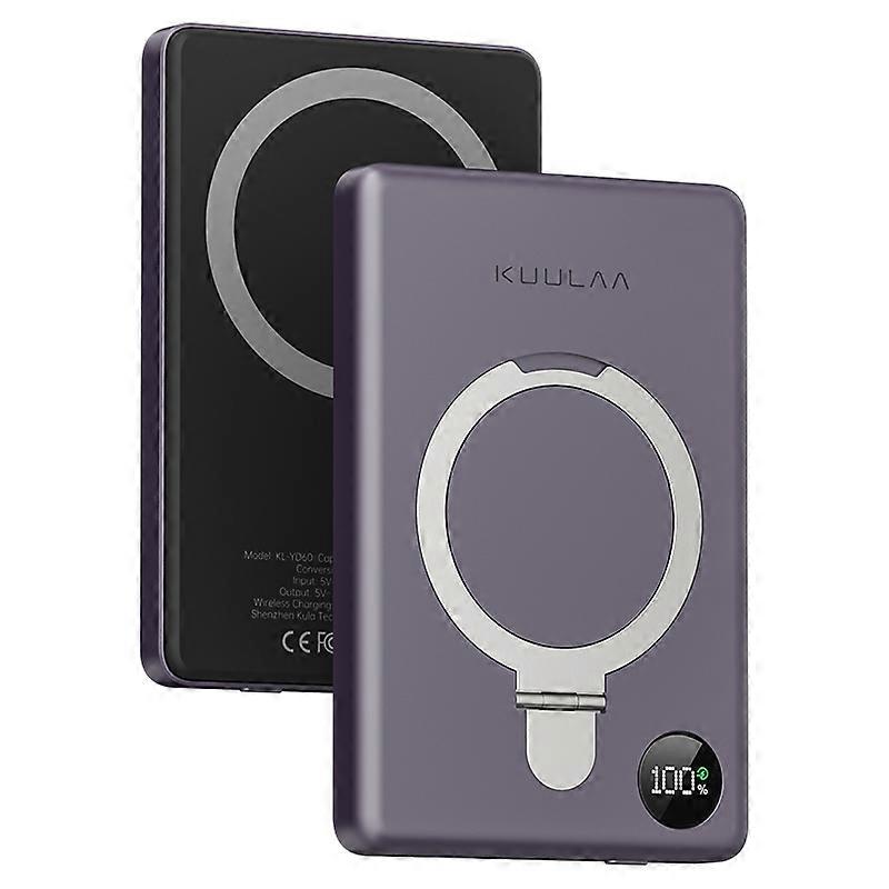 KUULAA KL-YD60 Kickstand 10000mAh Power Bank Phone Back Magnetic Absorption Charger - Dark Purple
