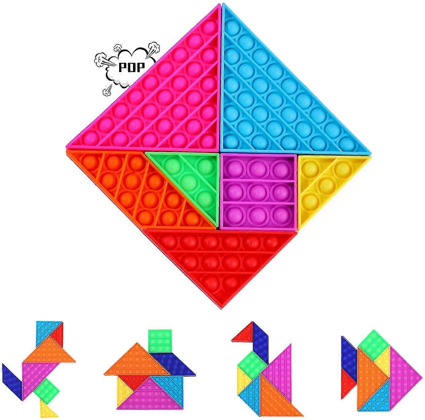 7 Pack Push Pop Bubble Sensory Fidget Toys Tangram Jigsaw Puzzle Toys
