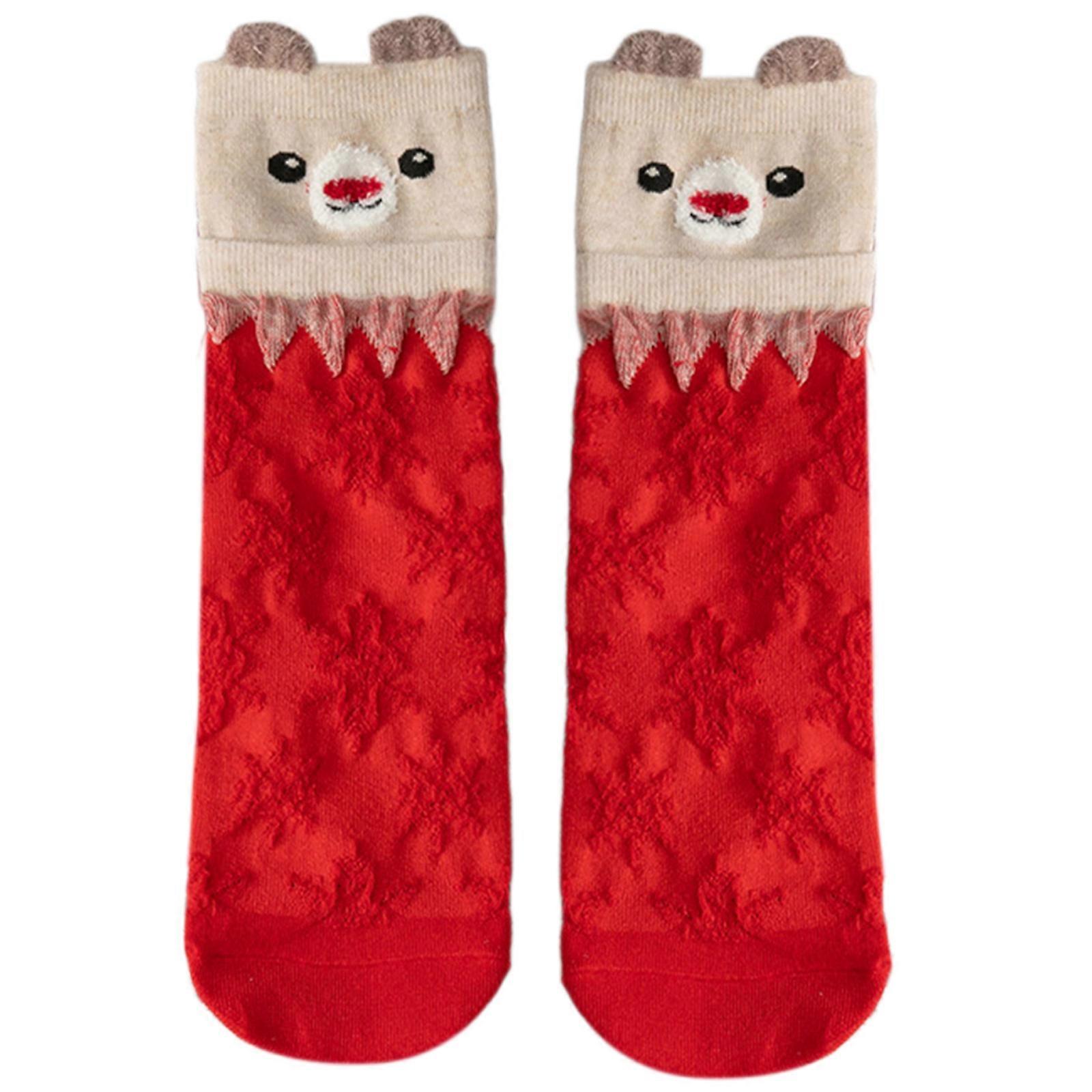 נשים חג המולד 3D קריקטורה בעלי חיים צוות גרביים Kawaii ראש השנה אמצע עגל Hosiery