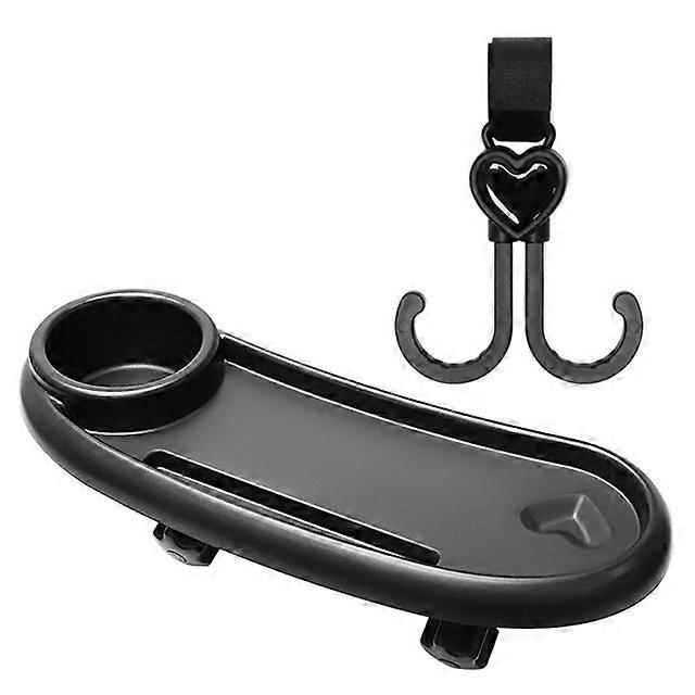 Upggraded Baby  Tray with Hooks set Universal  Tray for Stroller Partition Storage Child Tray Armrest Black