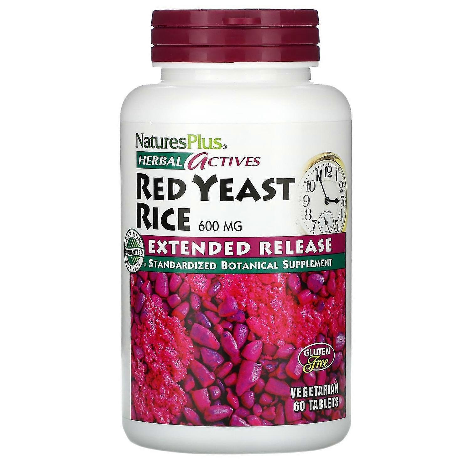 NaturesPlus, Herbal Actives, Red Yeast Rice, 600 mg, 60 Vegetarian Tablets