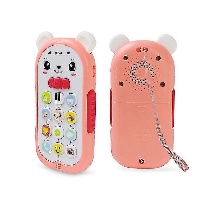 cartoon animal baby phone toy music sound mobile telephone toy with light for kids gifts(pink) betterlifefg