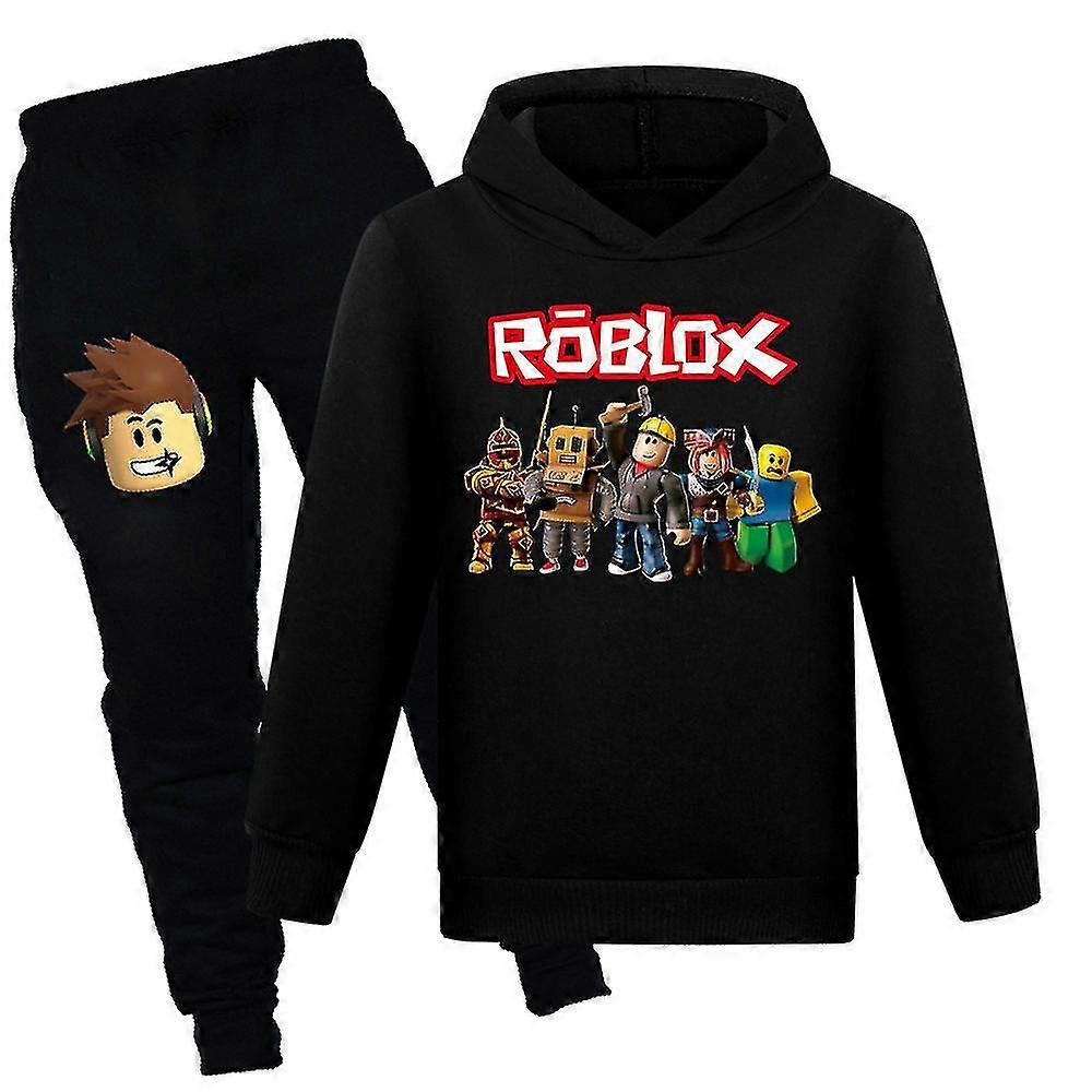 Kids Roblox Print Tracksuit Pulr hettegensere og joggebukser 2 Piece Outfit Set Gamer Jogging Sweatshirt Activewear Set For Boys Girls A 7-14