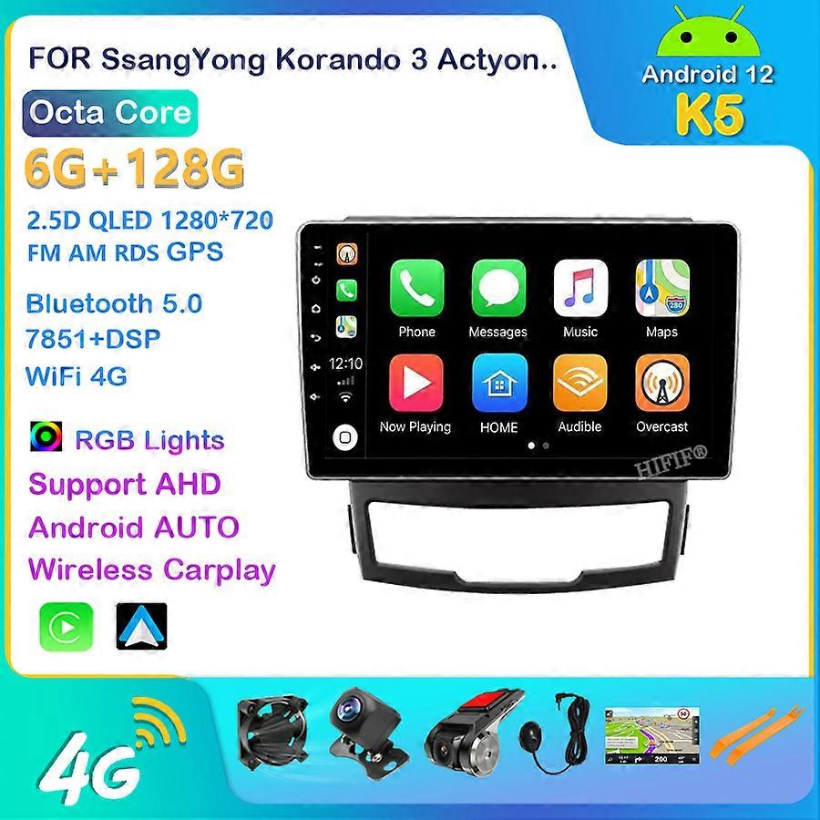Android 12.0 Car Radio For SsangYong Korando Actyon 2010 - 2013 Carplay WIFI Autoradio NAVI GPS Multimedia Video Player NO 2din