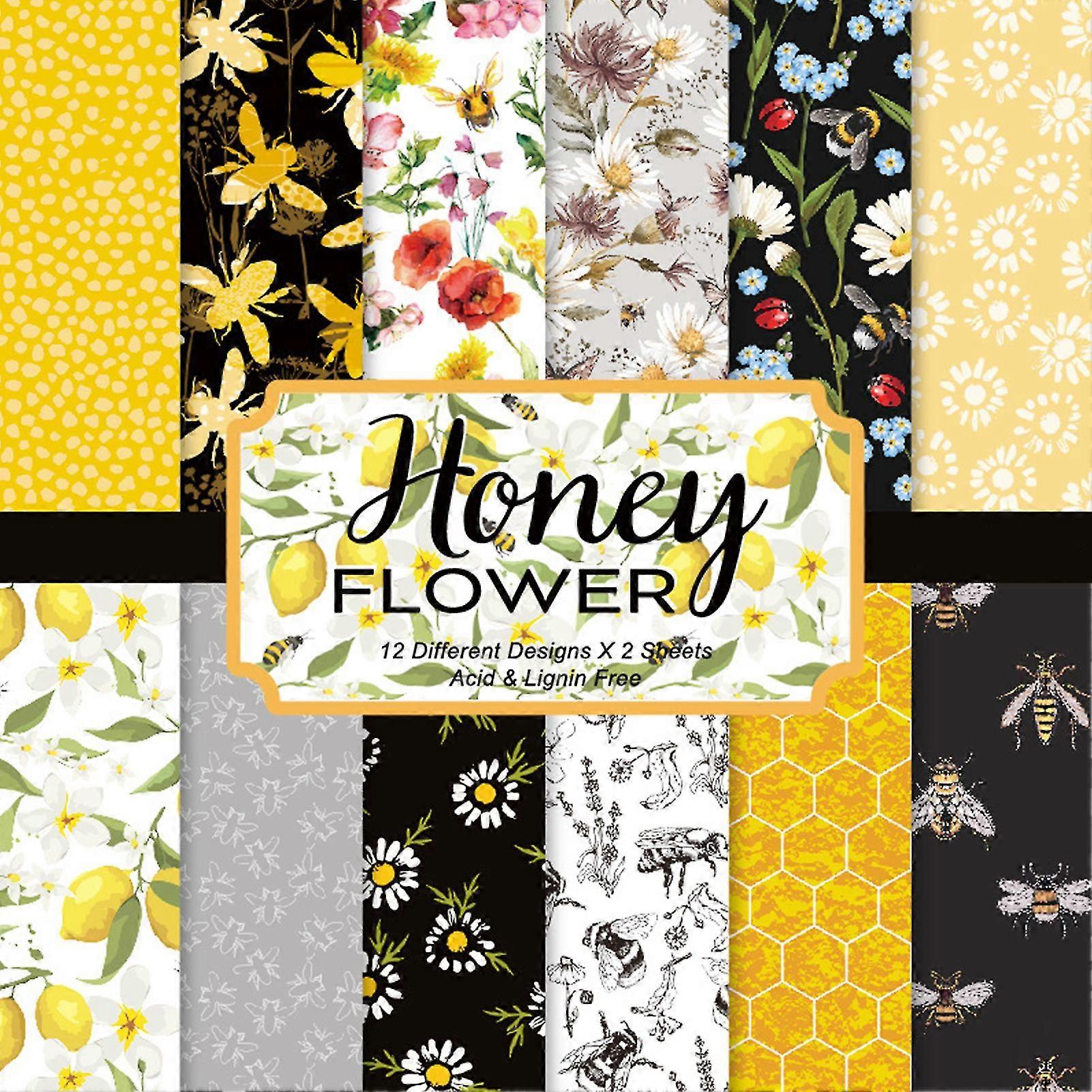 48 Sheets Card Making Scrapbook Paper Single Sided Notebooks Craft Flower Bee