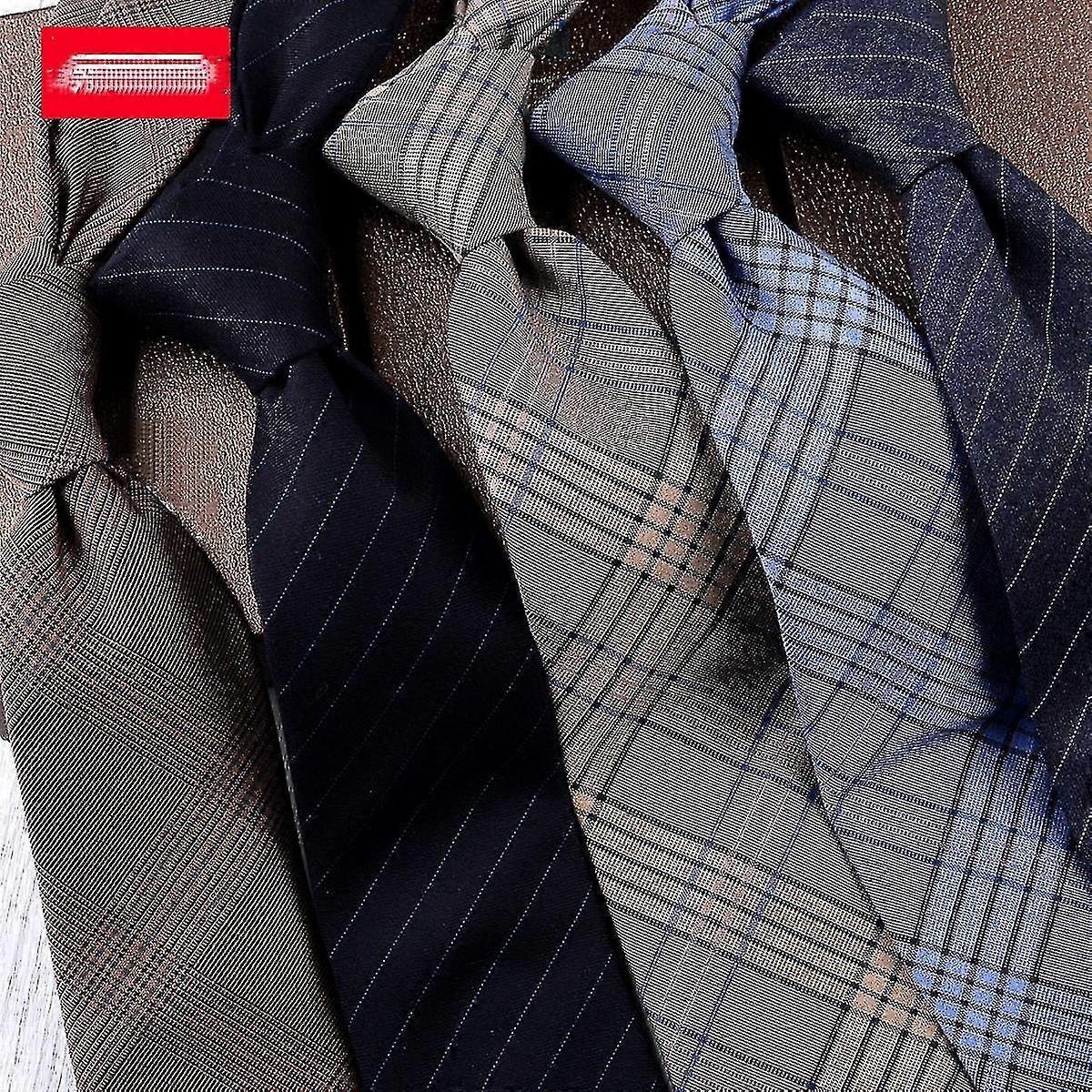 Ties For Men, Solid Mens Tie, Cotton Stripe Skinny Ties For Men, Slim Mens Neckties For Wedding Partydark Brown-ksize