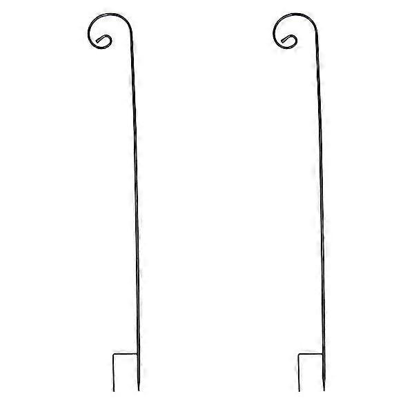 2pcs Durable Garden Insert Iron Rod Outdoor Ground Inserting Hook Black