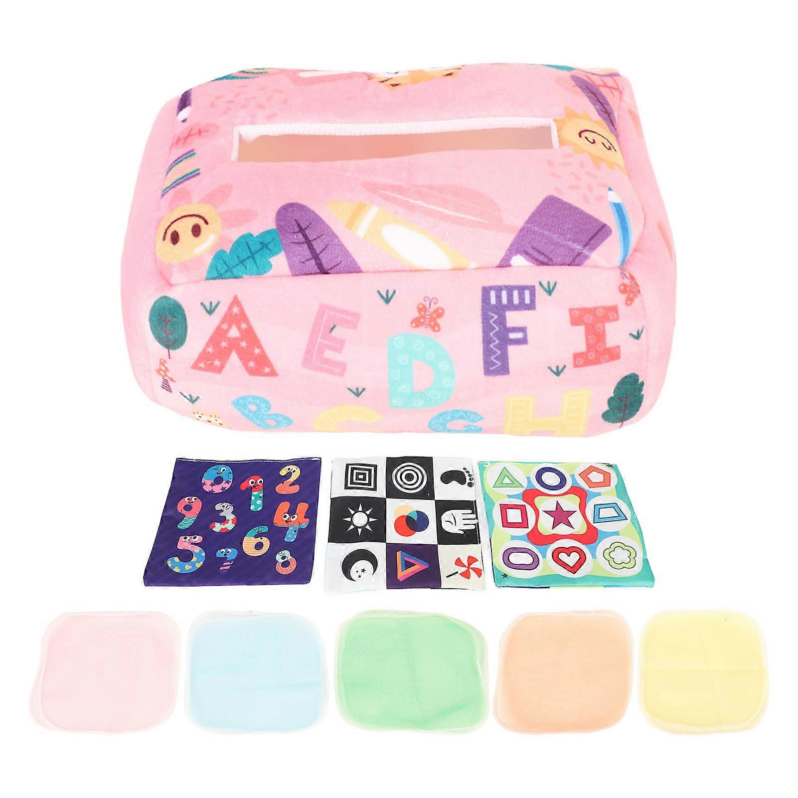 Baby Tissue Box Toy Soft Cotton High Elasticity Finger Exercise Sensory Tissue Box for Educational Pink Pig