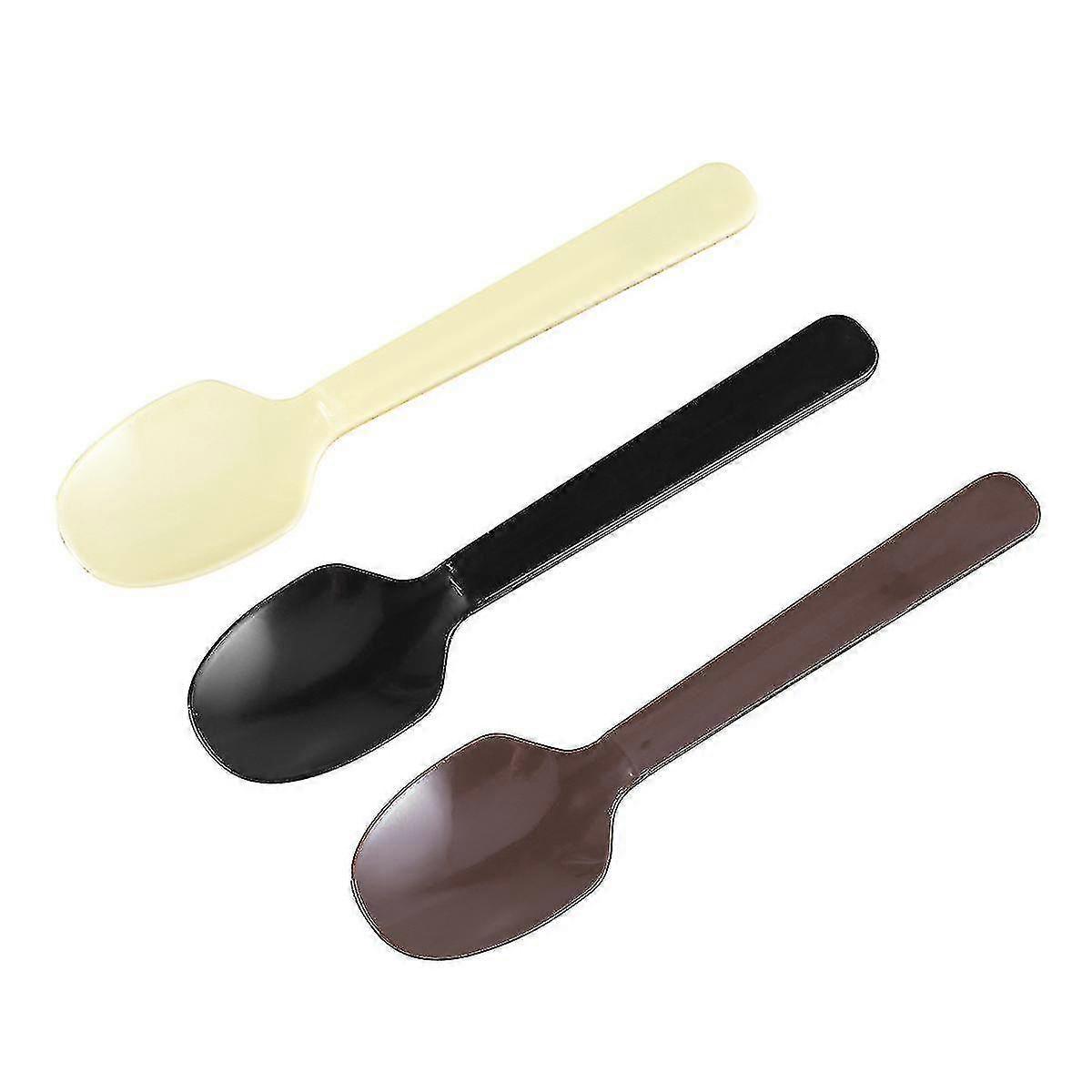 100 Pcs Disposable Mini Plastic Spoons Cake Spoons Three Colors Ice-cream Spoons Desserts Spoons (as Shown)
