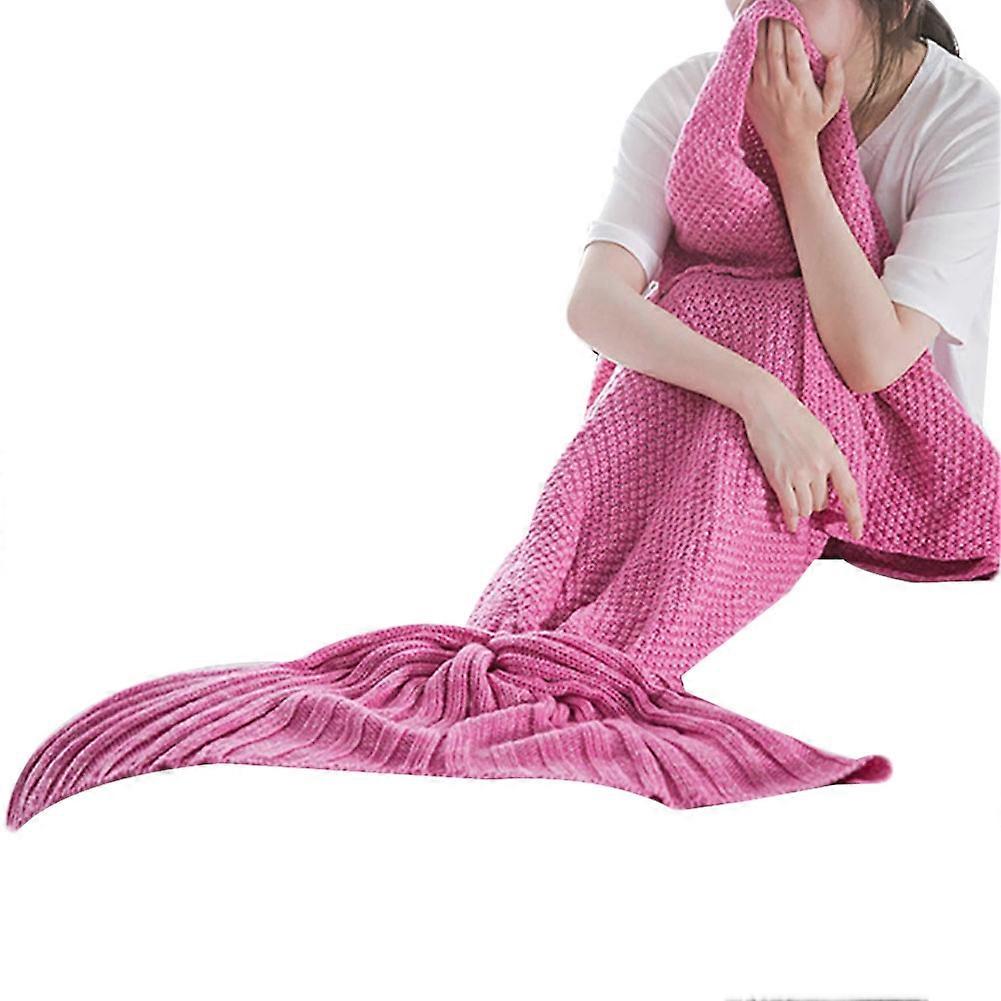 Solid Color Mermaid Tail Knitted Bed Sofa Sleeping Rest Blanket Home Decoration KAESI