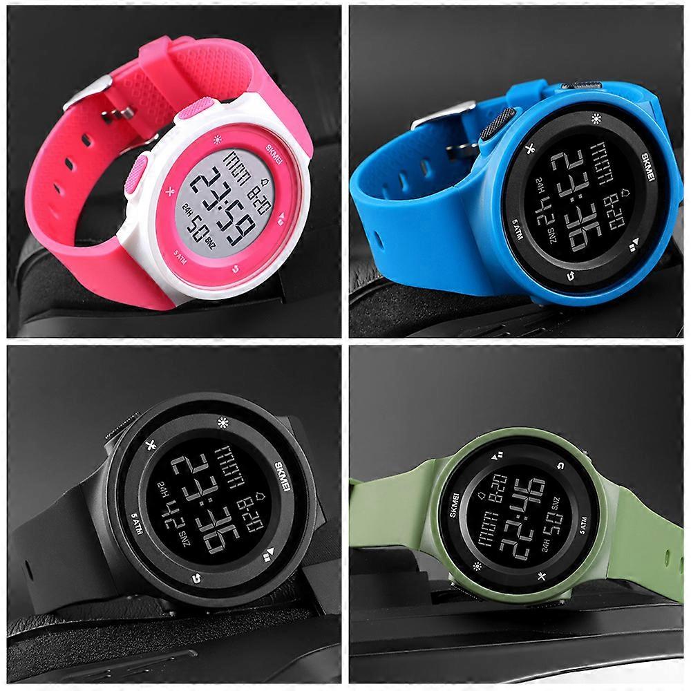 Men's electronic watch with luminous display and silicone strap, stopwatch, alarm clock, date sports watch, black (1445#)