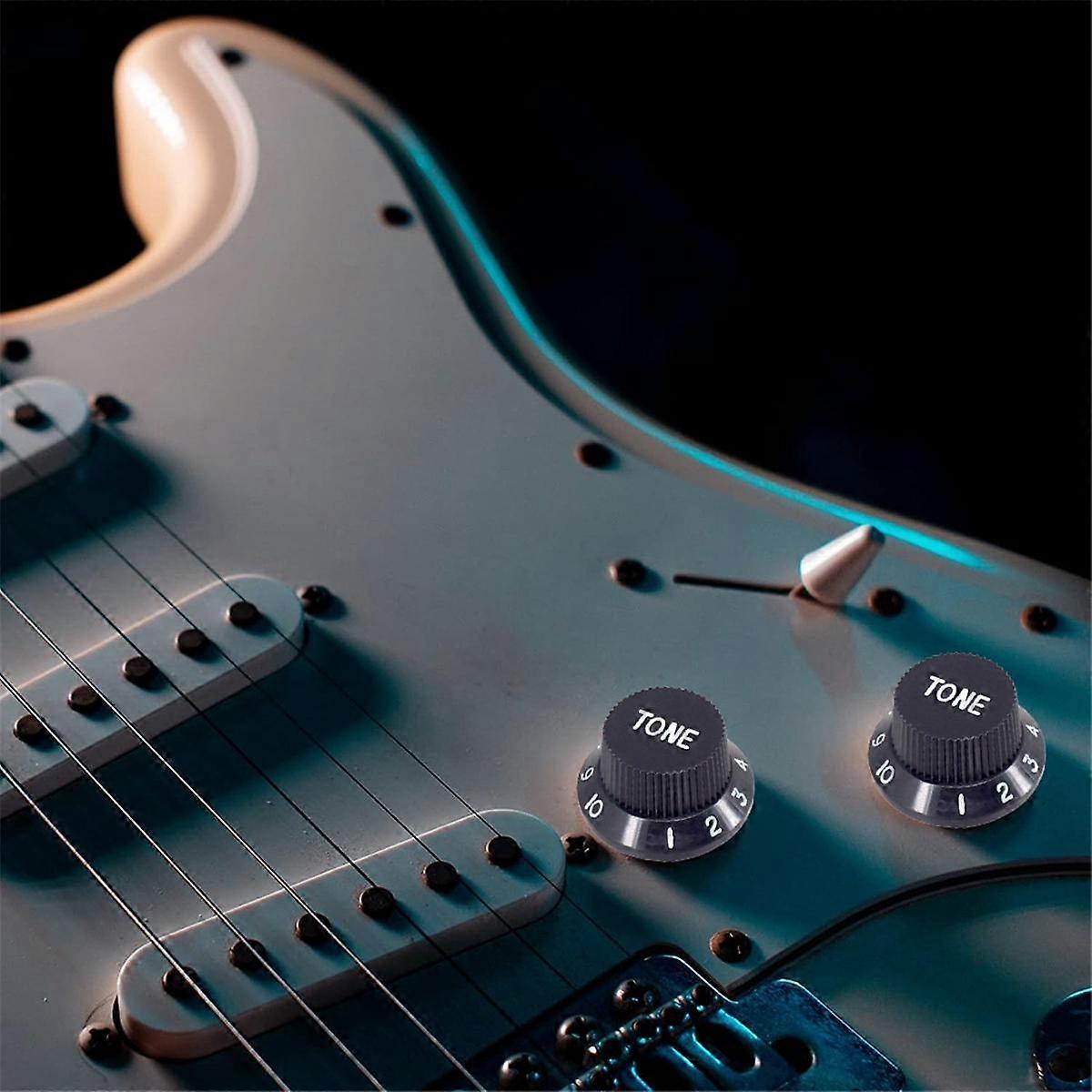 10 Set Plastic Guitar Strat Knobs 1 Volume and 2 Tone Control Knobs Set Electric Guitar,Black