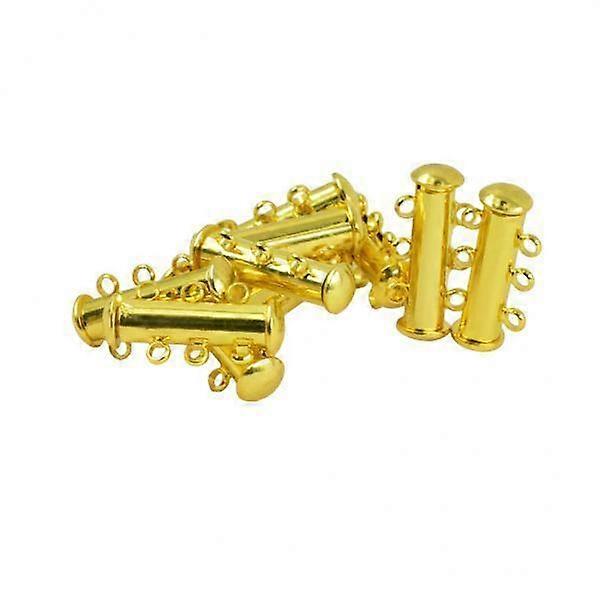 2x10Pcs Multi 3 Strand Slide Lock Magnetic Tube Brass Clasps DIY Making Gold
