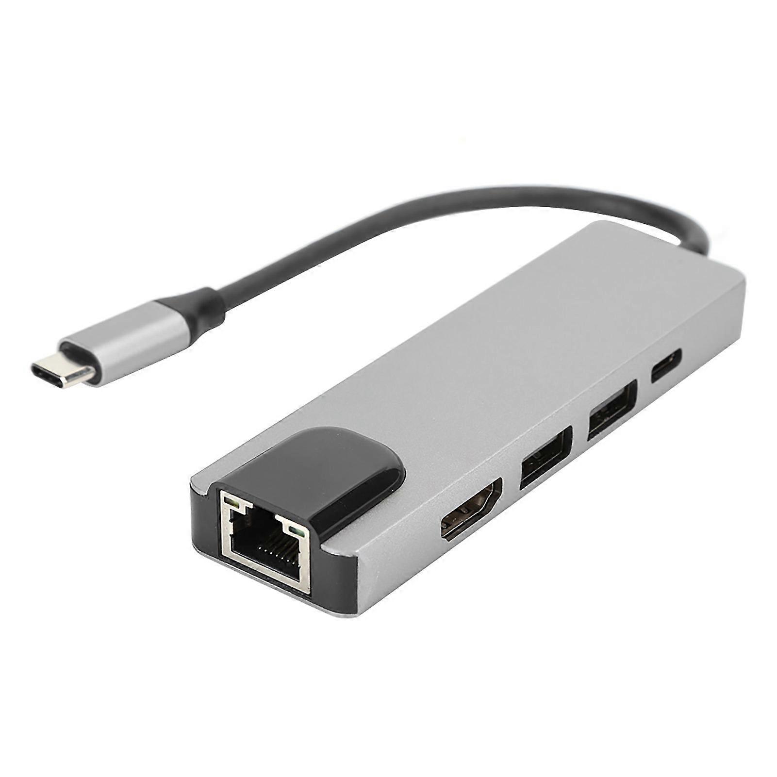 5-in-1-Typ-C-Hub-zu-HDMI-Adapter 4K-TypC-zu-Gigabit-Ethernet-RJ45-Erweiterungsanschluss