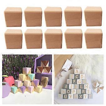 10Pc Unfertige Holzblöcke Handwerk Natürliche Quadrat Holzformen Holz Würfel für DIY Handwerk Handgemachte Holzhandwerk Kinder Spielzeug Zuhause Hochzeit Baby Dusche Dekor
