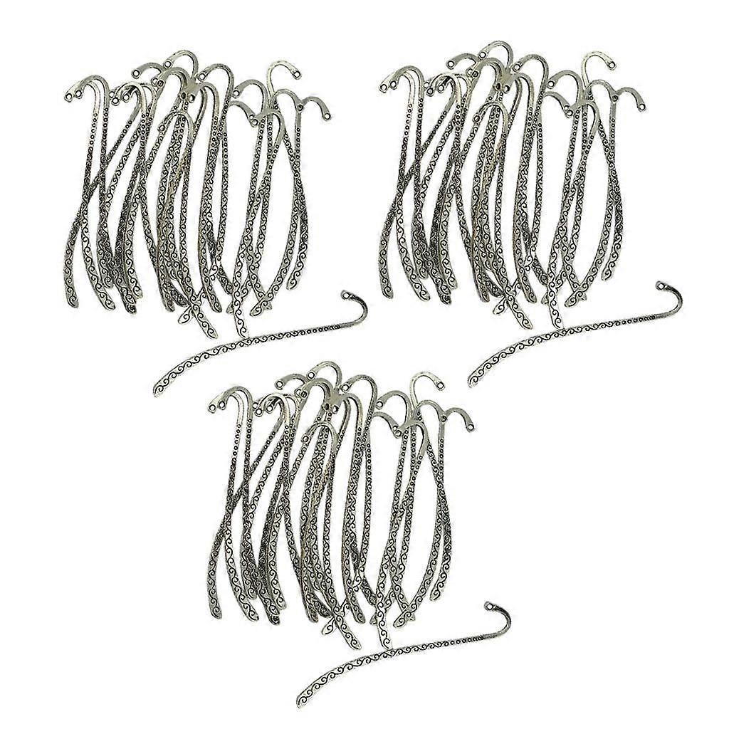 60 Pieces Tibetan Silver Beading Line Pattern Bookmarks With Loop For DIY Making
