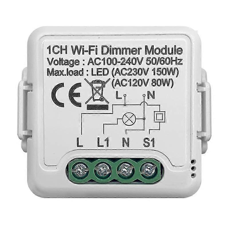 Tuya Wifi Smart Dimmer Switch Module 10A Support 2 Way Control 1 Gang Compatible for Google Home Al