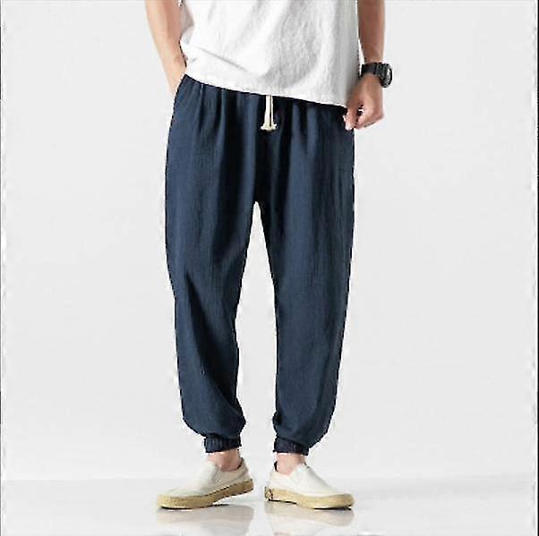 Haremshose, Jishinman-Hose, Männer Leinen Drop Schritt Wide Leg Baggy Pants