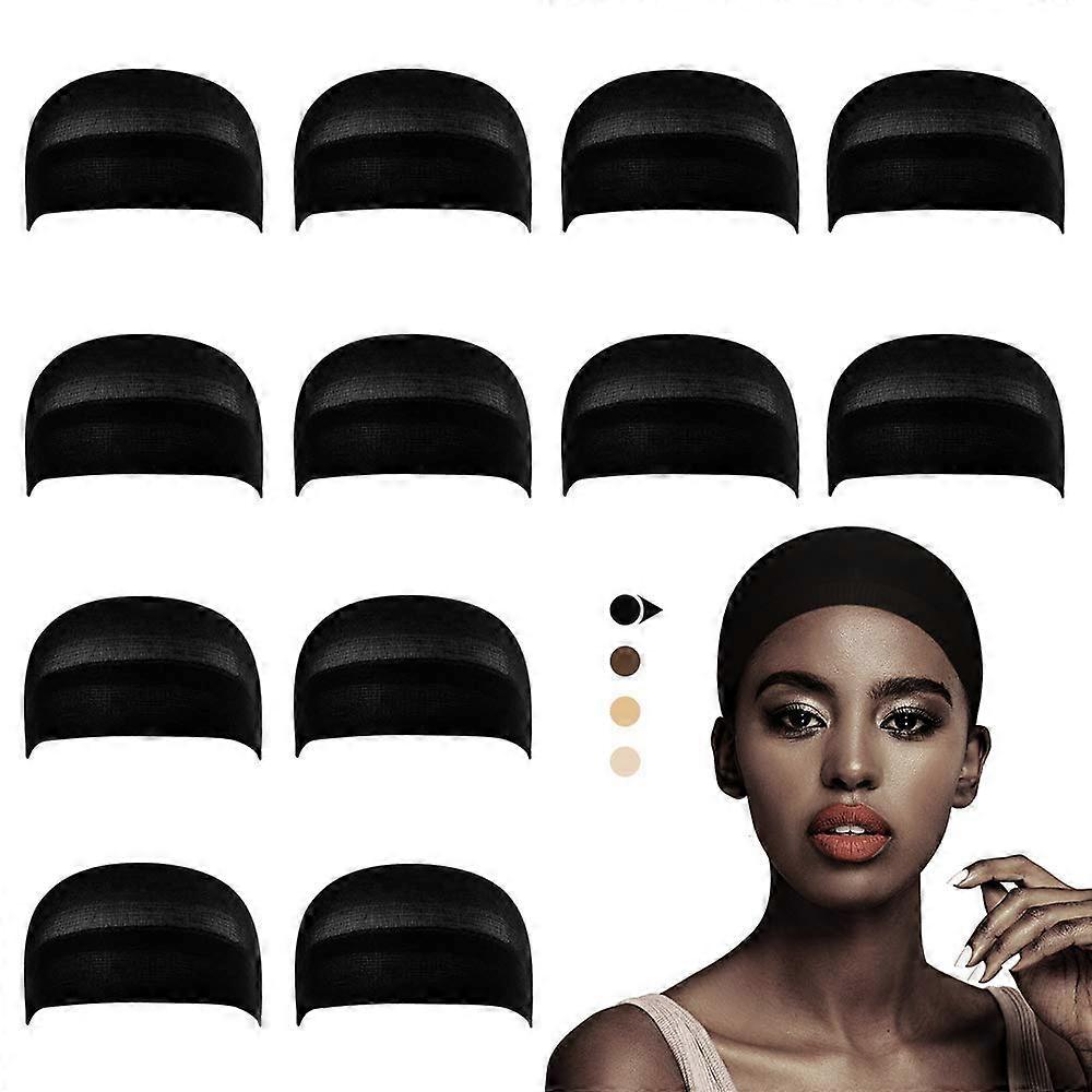 Black Wig Cap for Frontal, 12 Pack