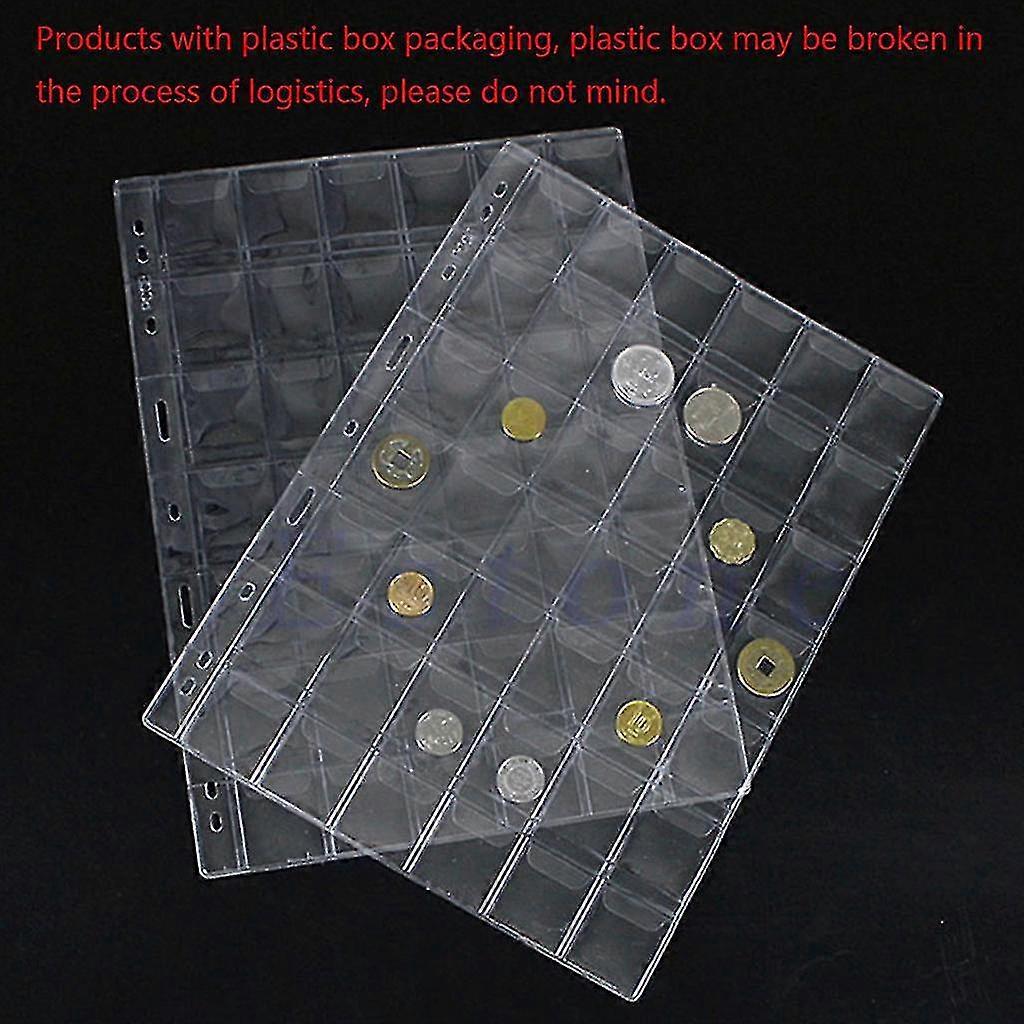 42 Pockets Classic Plastic Coin Holders Sheets For Storage Collection Album For