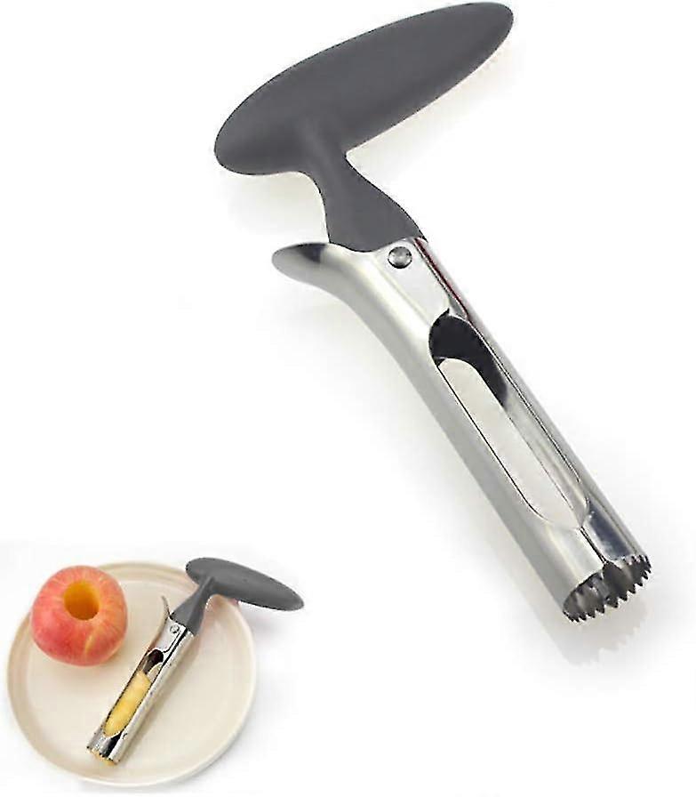 Apple Corer, Stainless Steel Apple Knife With Sharp Serrated Blade And Ergonomic Beveled Handle, Apple Or Pear Corer Tool For Home Kitchen, 1x Grey, 1