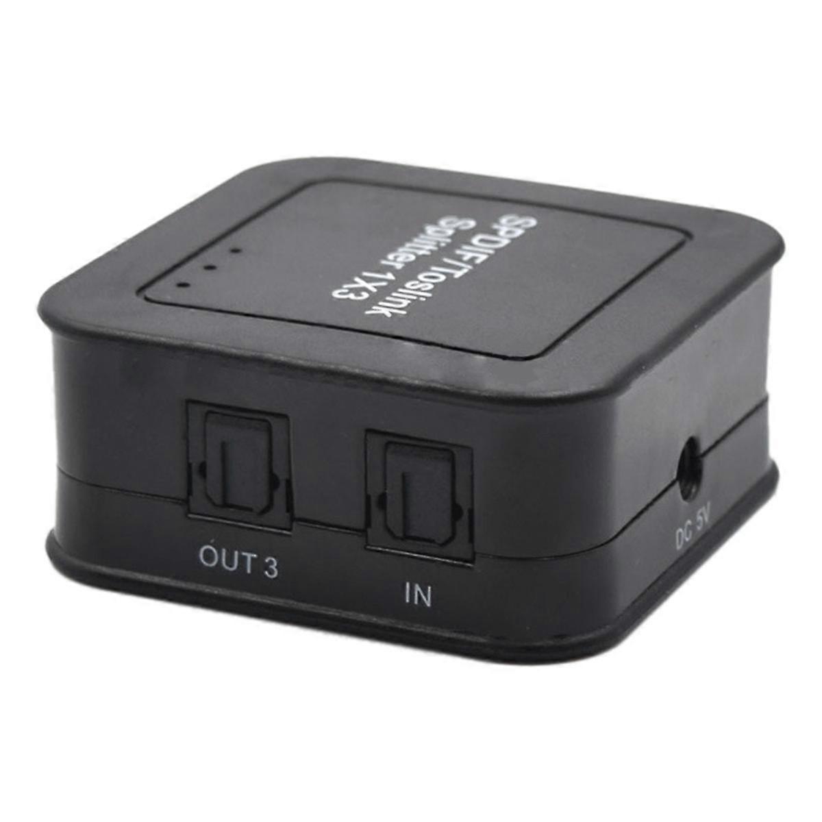 1X3 Optical Audio Splitter, SPDIF TOSLINK Fiber Audio Distributor, 1 in 3 Out Design, for with Blue-Ray DVD HDTV EU Plug