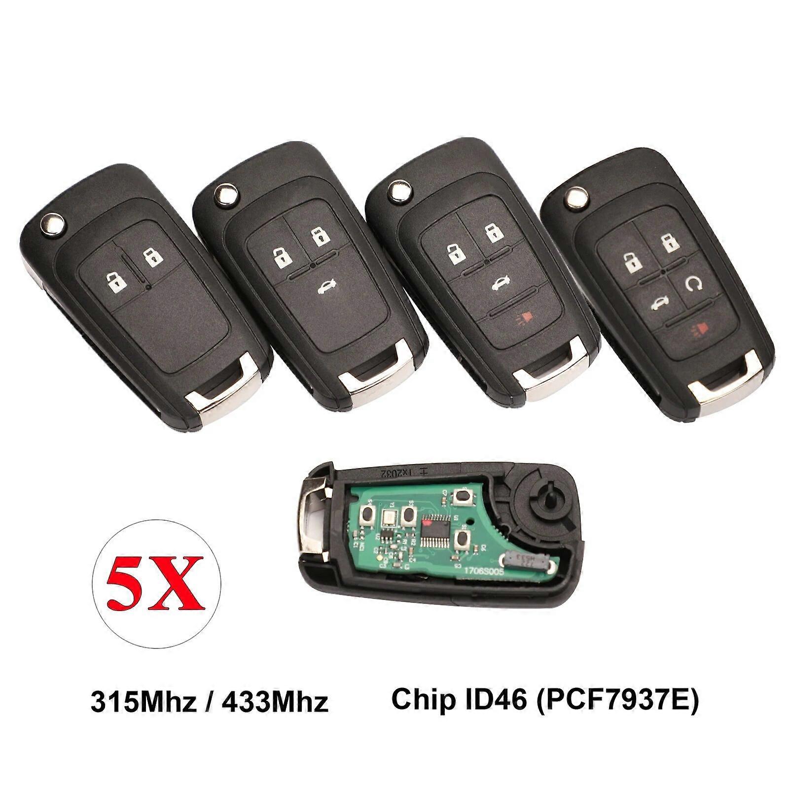 jingyuqin 5pcs/lot 315/433MHz ID46 Chip Remote Control Flip Key for Chevrolet Cruze Aveo Orlando 2010-2015 2/3/4/5 Button Fob