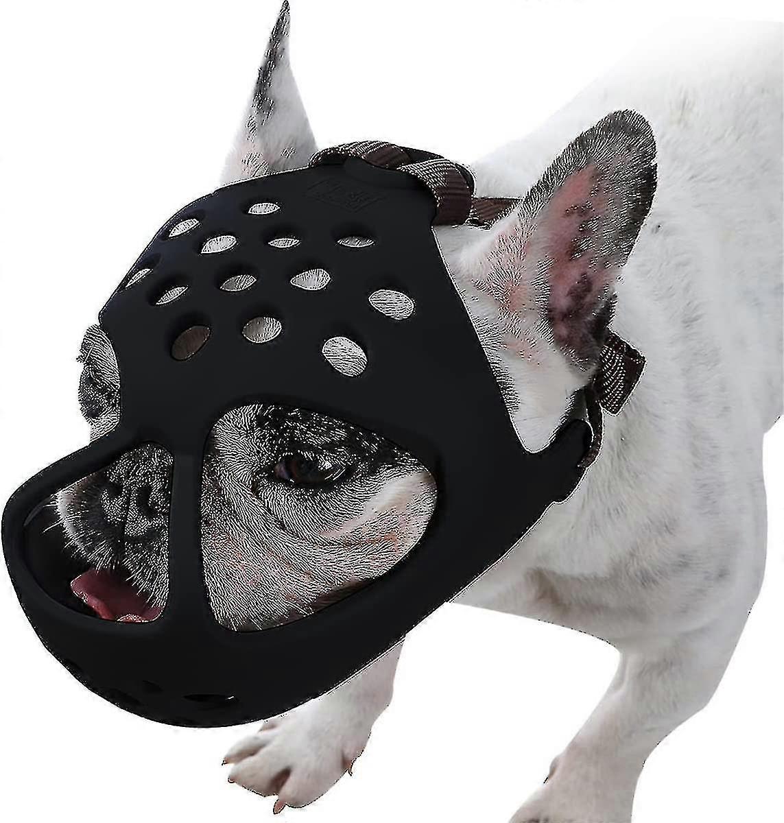 Dog Muzzle For Short Snout Dogs, Soft Silicone Breathable Bulldog Muzzle For Biting, Chewing, Licking, Ideal For Flat-faced Dogs
