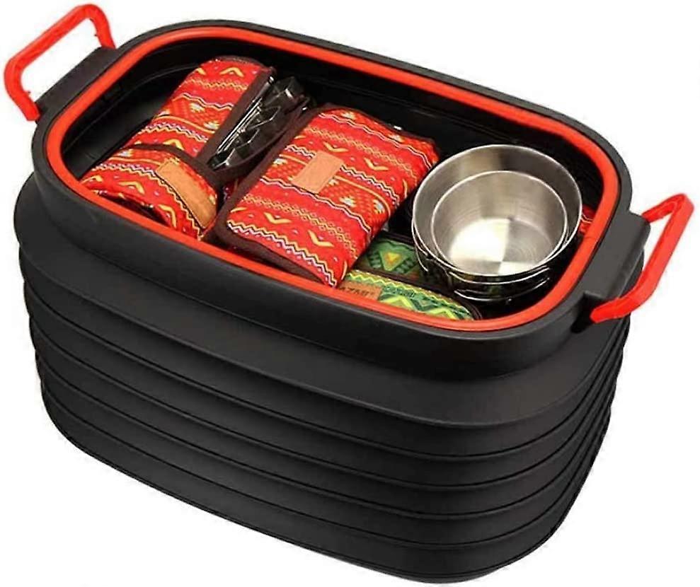 Large Collapsible Bucket, 37L Retractable Storage Bucket Container with Lids Portable Car Trunk Trash Can