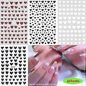 Stickers Autocollants Pour Nail Art - Motifs Coeurs Noirs - Neufs - Made In France