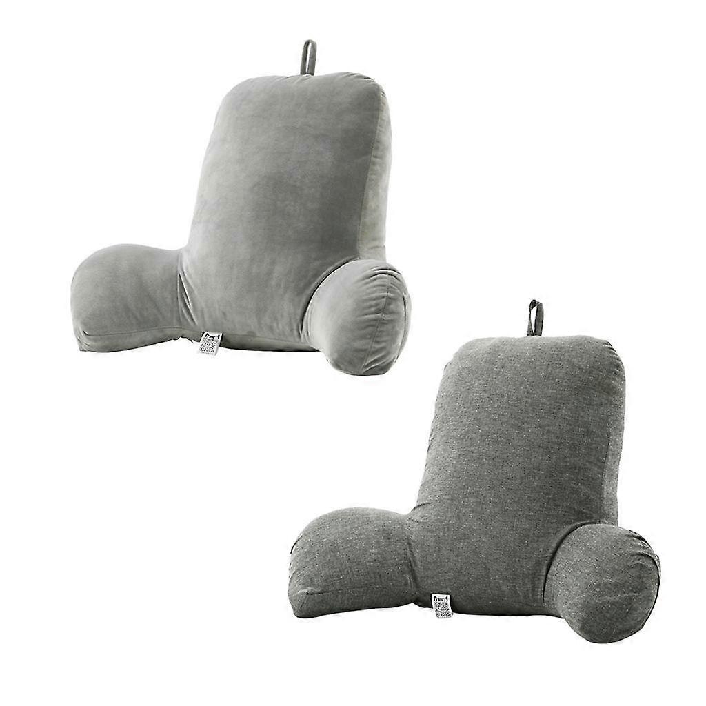2Pcs Grey Cotton Reading & Bed Rest Pillow Waist Pillow
