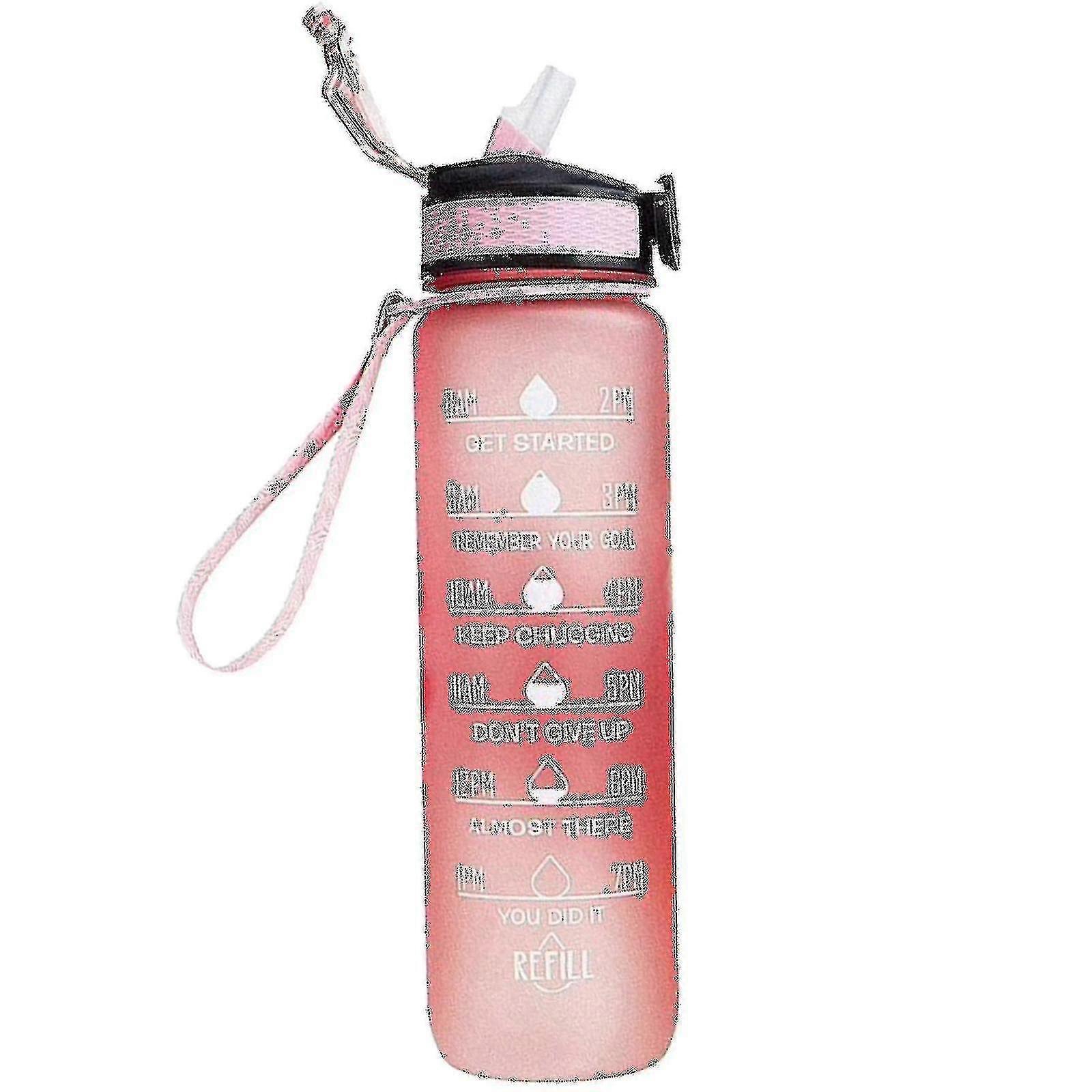 1000ml Free Motivational With Time Marker Fitness Jugs Gradient Color Cups Outdoor Frosted Water Bottle