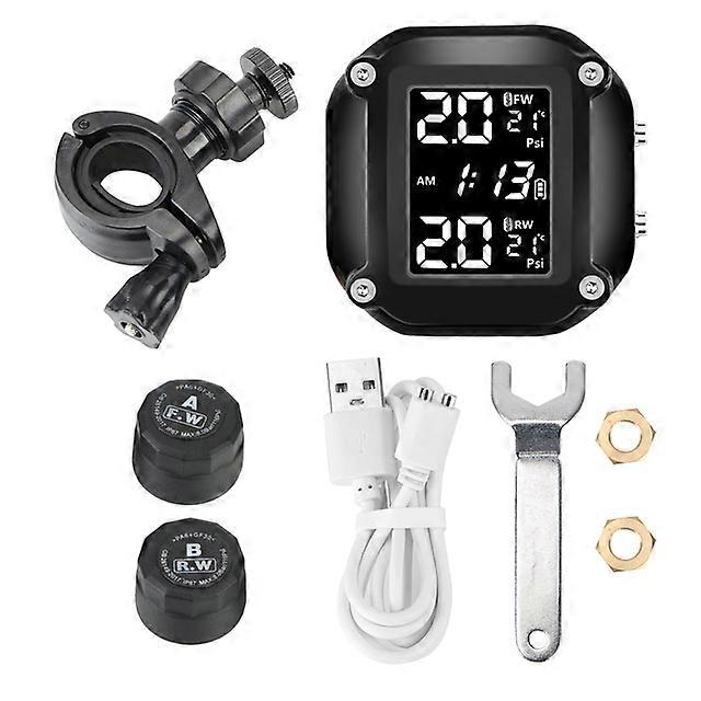 YOSOLO Motor Tire Pressure Monitoring Alarm System With 2 External Sensors Tyre Temperature LCD Display Motorcycle TPMS