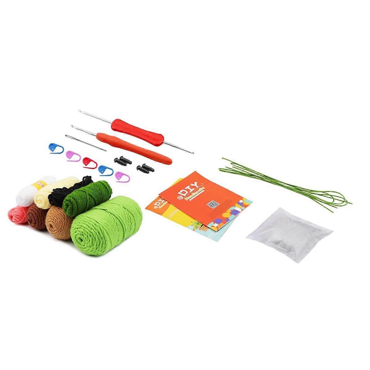 Complete Crochet Kits for Beginners, DIY Potted Cactus Crochet Kit with Knitting Markers Easy Yarn Ball, Instruction