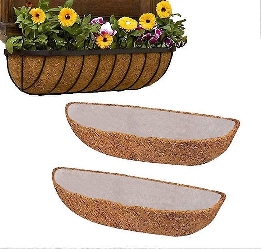 2 Pcs 24 Inch Hanging Basket Coco Liner, Outdoor Planter Liners, Natural Plant Fibres Liner, Coconut Fiber Planter Liners For Hanging Baskets, Window