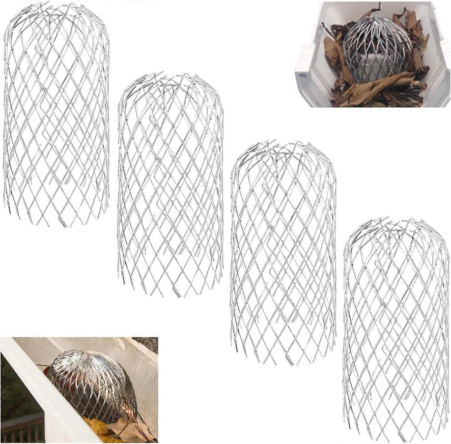 4 Pack Metal Gutter Guards Mesh Aluminum Drain Pipe Cover 3inch Expandable Gutter Guard Filter for Moss and Leaves Muck Mud and Other Debris