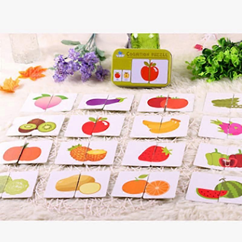 Pair Puzzle Infant Early Start Training Puzzle Cognitive Card Vehicl/Fruit/Animal/Life Set