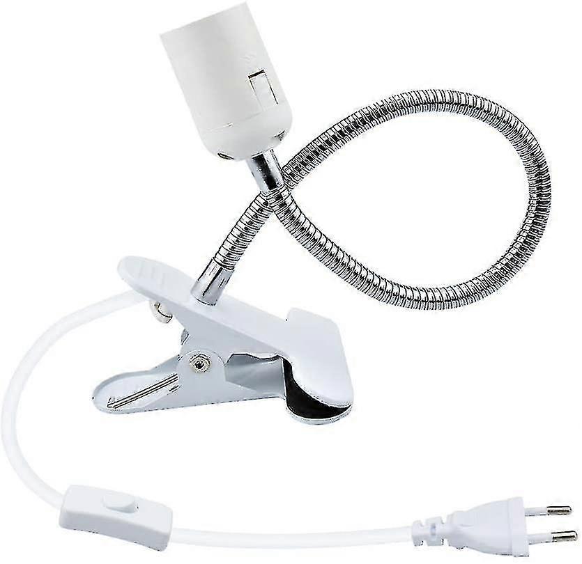 E27 Clamp Light Bulb Socket With Switch Table Lamp Base Clip With 360 Degree Gooseneck For Plant Lamp, Aquariums, Table, Makeup, Night Reading, Etc(1p