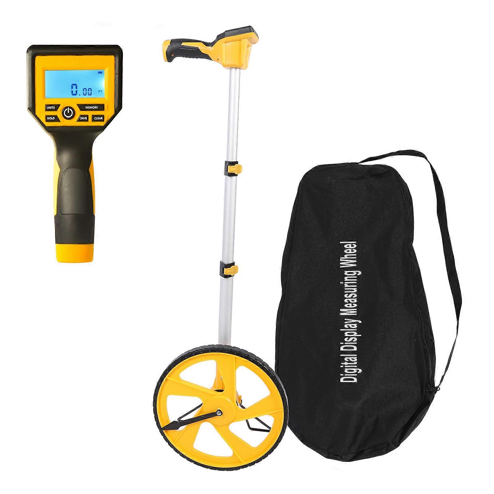 Distance Measuring Wheel with Backlit Digital Display Telescopic Bearing Measuring Tool Metric Imperial Hold Save Memory