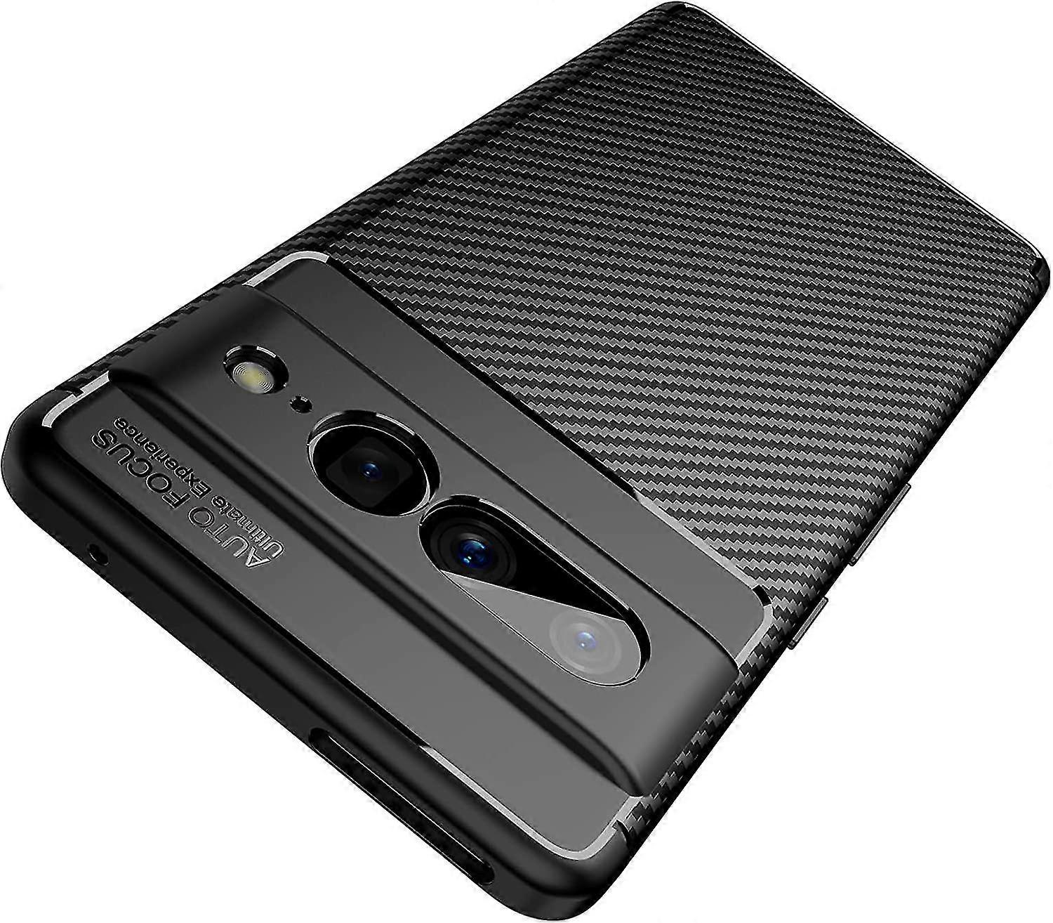 Carbon Fiber Case Compatible With Google Pixel 7 Pro/7, Four Corners Shockproof Heavy Duty Soft Tpu Cover