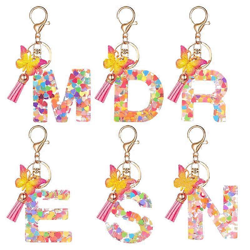 Letter A-Z Keychain Tassel Butterfly Pendant Key Ring