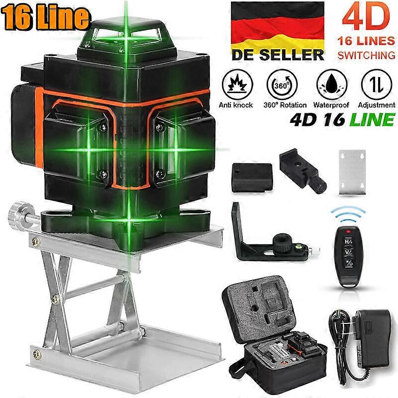 16 Lines Laser Level, 4d Laser Level 360 Self Leveling, Green Laser Level Horizontal Vertical for Picture Hanging and Construction