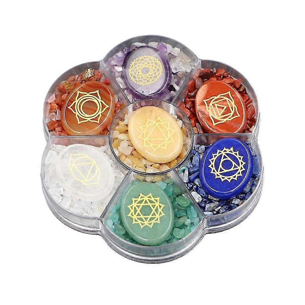 Seven Chakra Set Natural Crystal Gem Agate Yoga Energy Stone Healing Colorful Stone Reiki Symbol Di