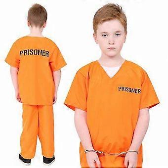 Adult Inmate Costume Orange Prisoner Jumpsuit Jailbird Outfit For