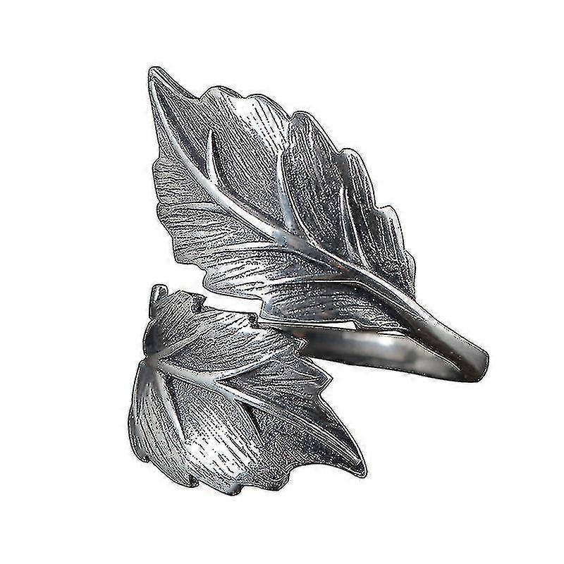 925 Silver Antique Women's Open Thai Silver Leaf Ring