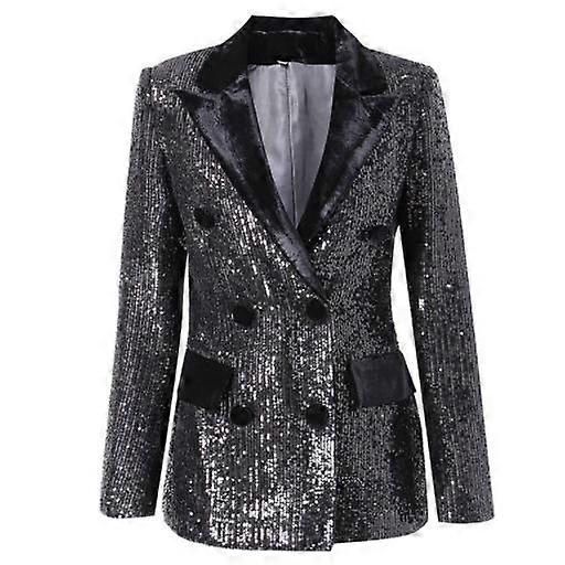 Women's Sparkle Sequins Open Front Long Sleeve Blazer Jacket