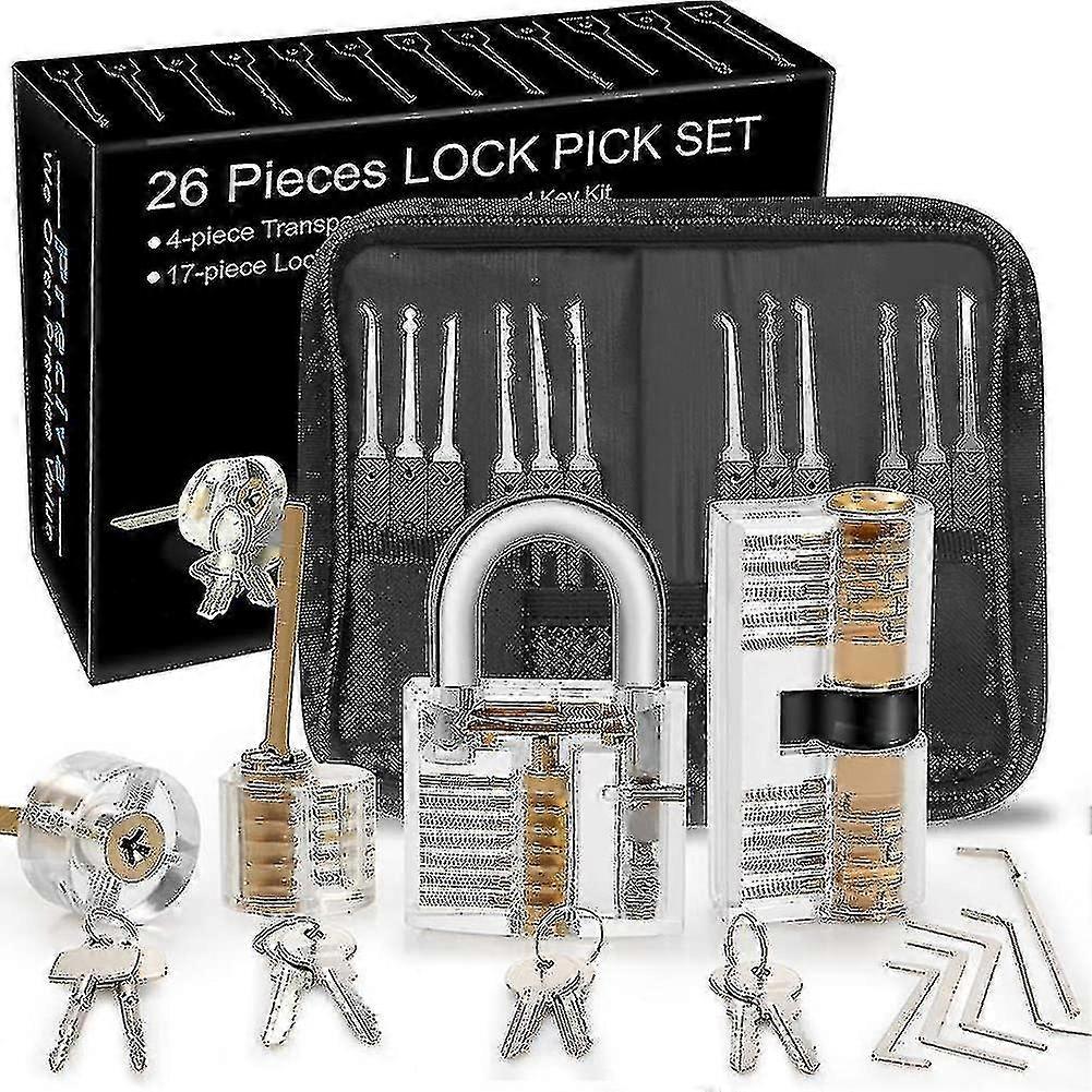 Lock Picking Kit, 25-piece Lock Picking Kit, Practice Tools With 3 Clear Locks
