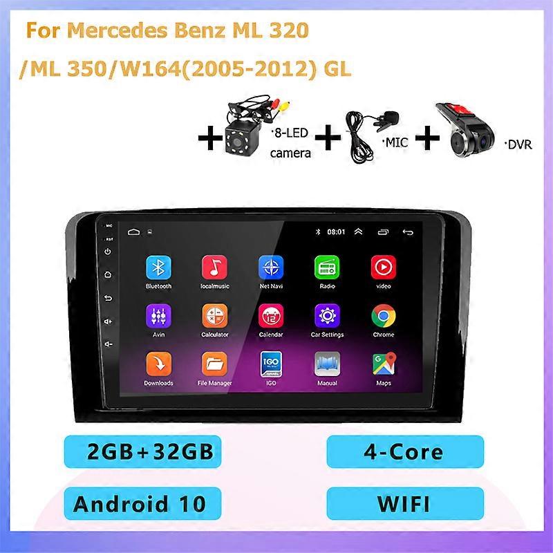 2DIN Car Radio Multimedia Player Carplay Auto GPS navigation For Mercedes Benz M-Class W164 2005-2012 GL-Class X164 ML GL350
