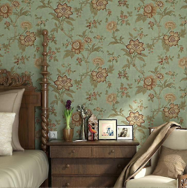 Classical Floral Wallpaper Petals Bloom Green
