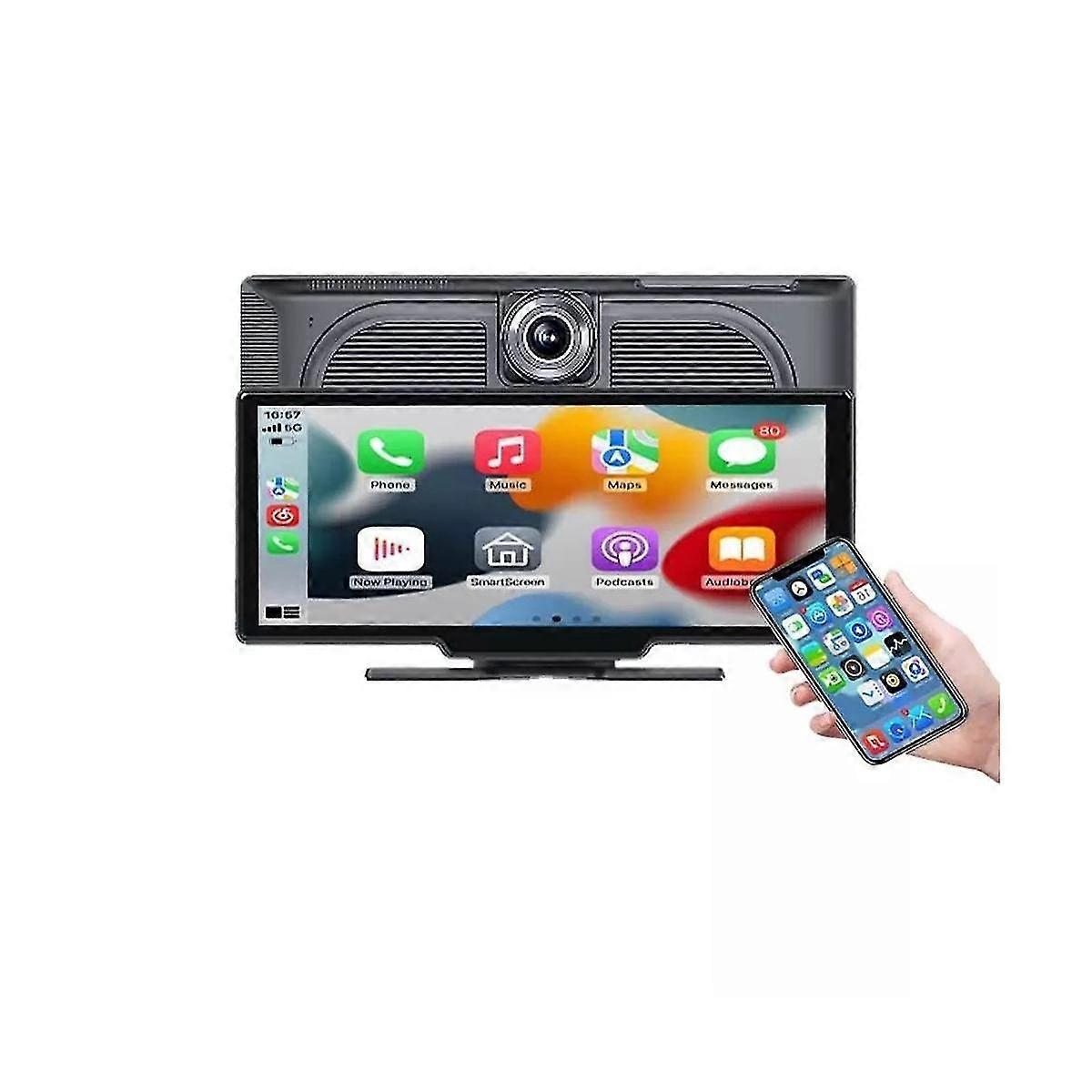 bärbar trådlös carplay & android auto, 10,26 tums pekskärm bilradio, bilstereo dash cam, backup kamera bluetooth